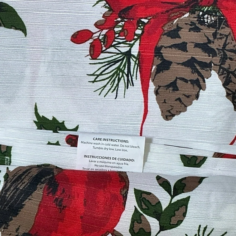Christmas Cardinals Birds Winter Holiday Fabric Shower Curtain White Red 70 x 72